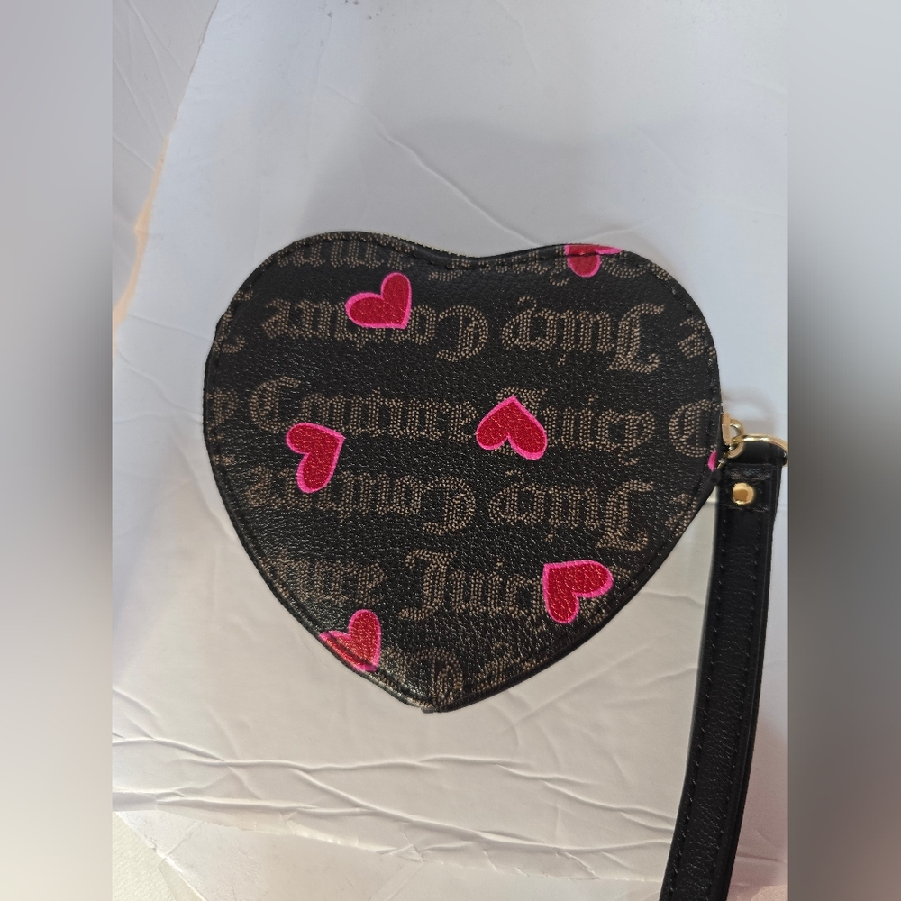Juicy Couture Heart Wristlet Coin Purse,Wallet Pink Hearts Black - Picture 2 of 8